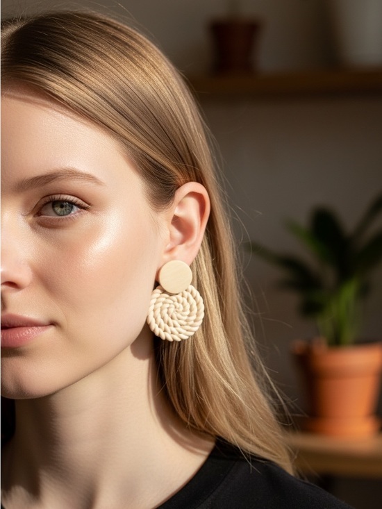 Jewelry - 7/31 Handwoven Cream Rope Drop Earrings - Women Jewelry